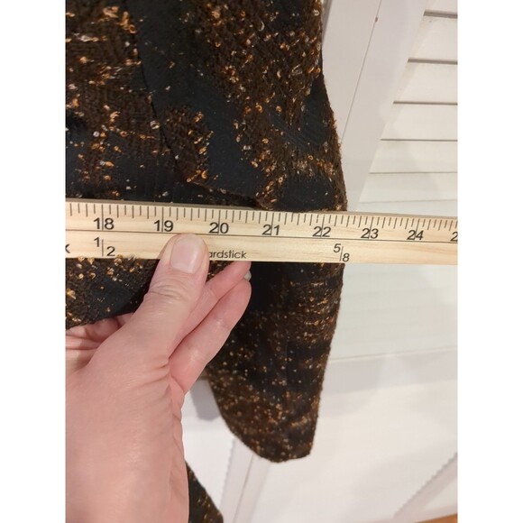 VTG‎ Dana Buchman Women's Jacket Blazer L Brown Black Speck Full Zip Gold Pull - Picture 13 of 13